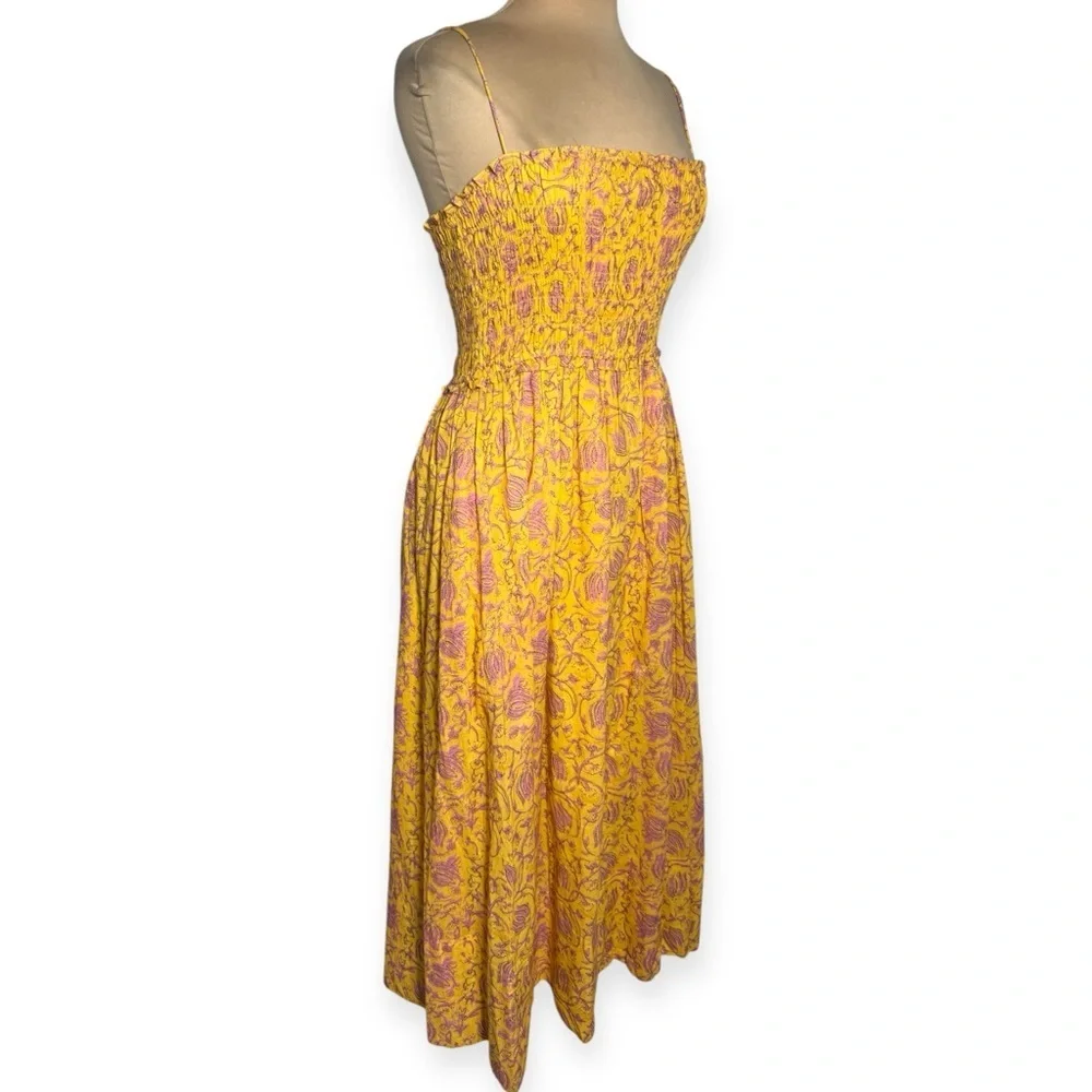 Apiece Apart
Porta Smocked Spaghetti Strap Dress Size Med Sunfaded Floral Yellow - Picture 3 of 7